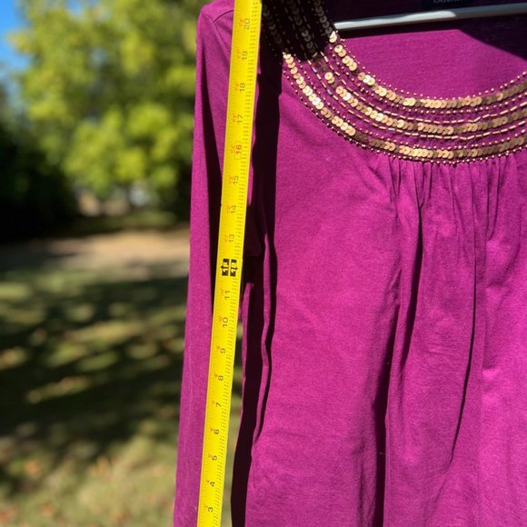 Beaded sequined yoke knit blouse - Picture 3 of 4